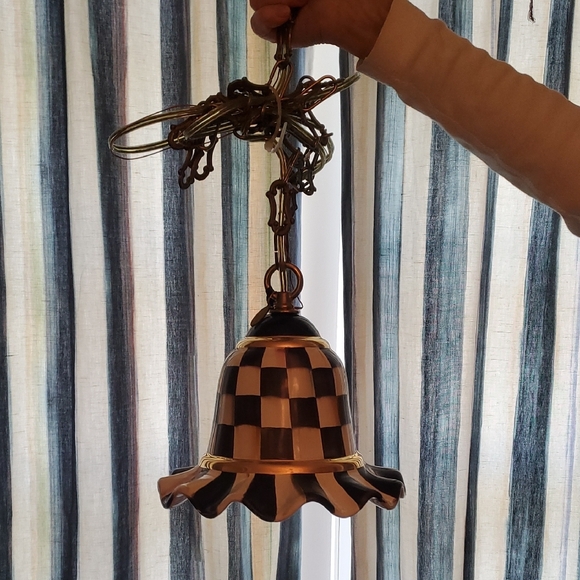 MacKenzie-Childs Black and White Checkered Pendant Light - Picture 5 of 9